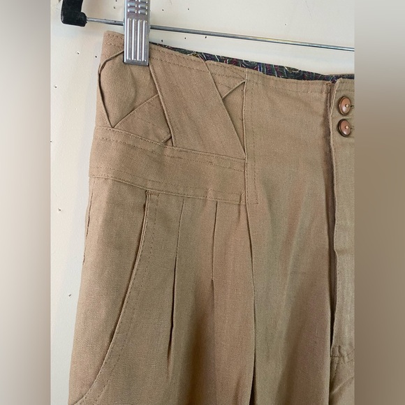Vintage Forenza High Waisted Pleated Pants Criss Cross Waist Khaki Tapered 29" - Picture 8 of 10